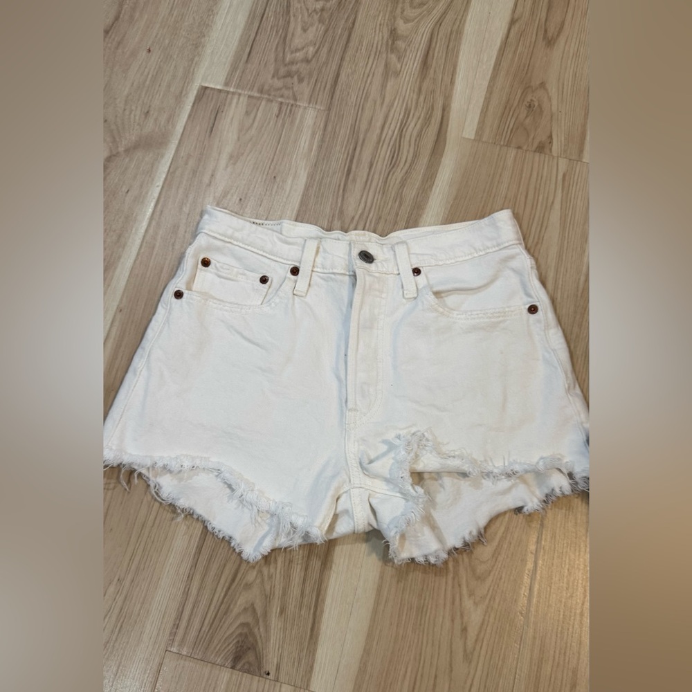 Levi's White Frayed Jean Shorts